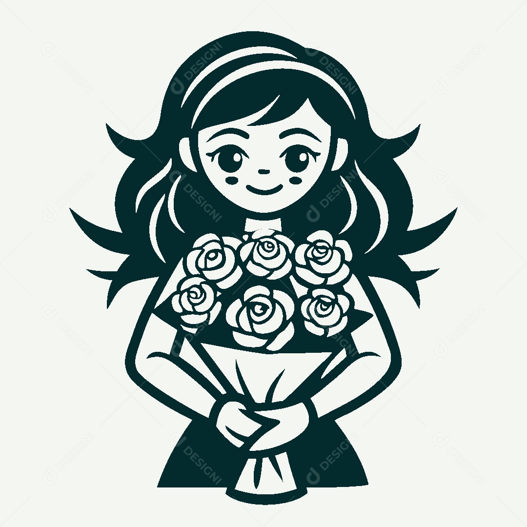 Modelo de Logo de Garota com Flores Vetor EPS