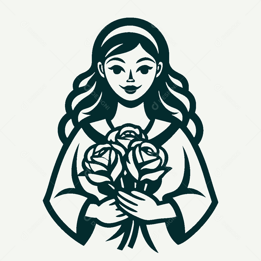 Modelo de Logo de Garota com Flores Vetor EPS