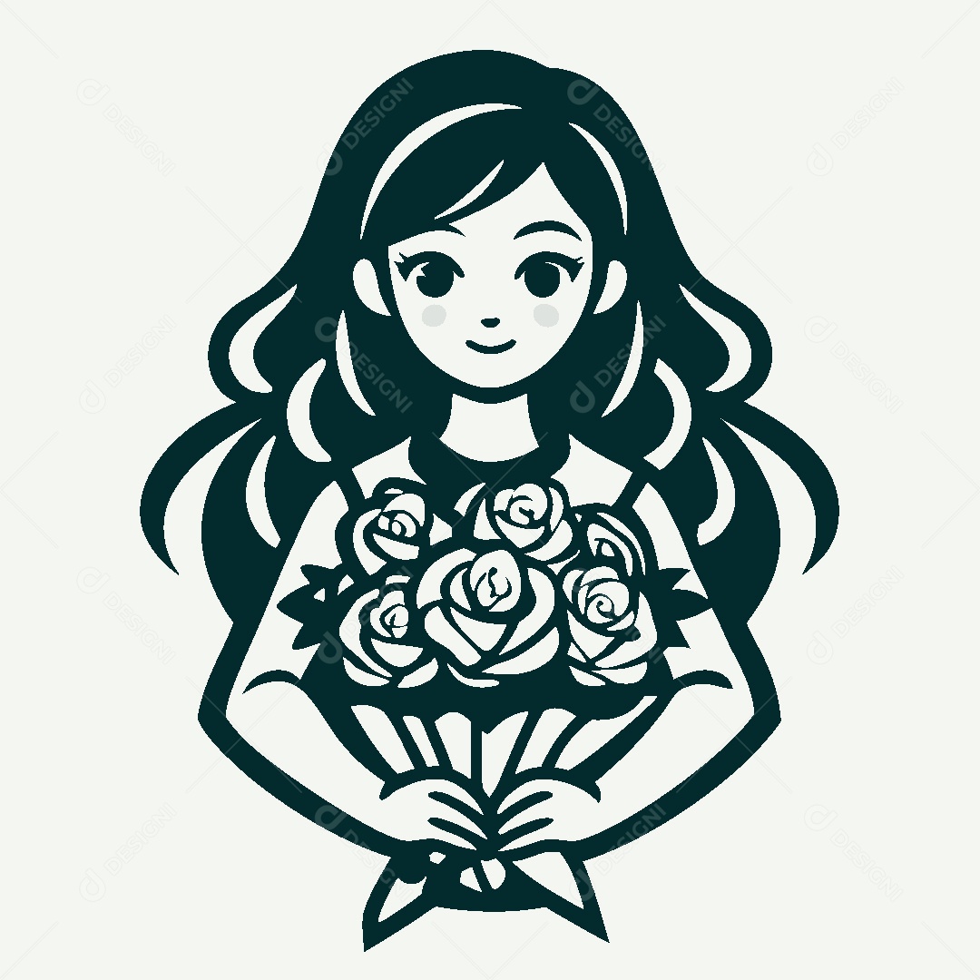 Modelo de Logo de Garota com Flores Vetor EPS