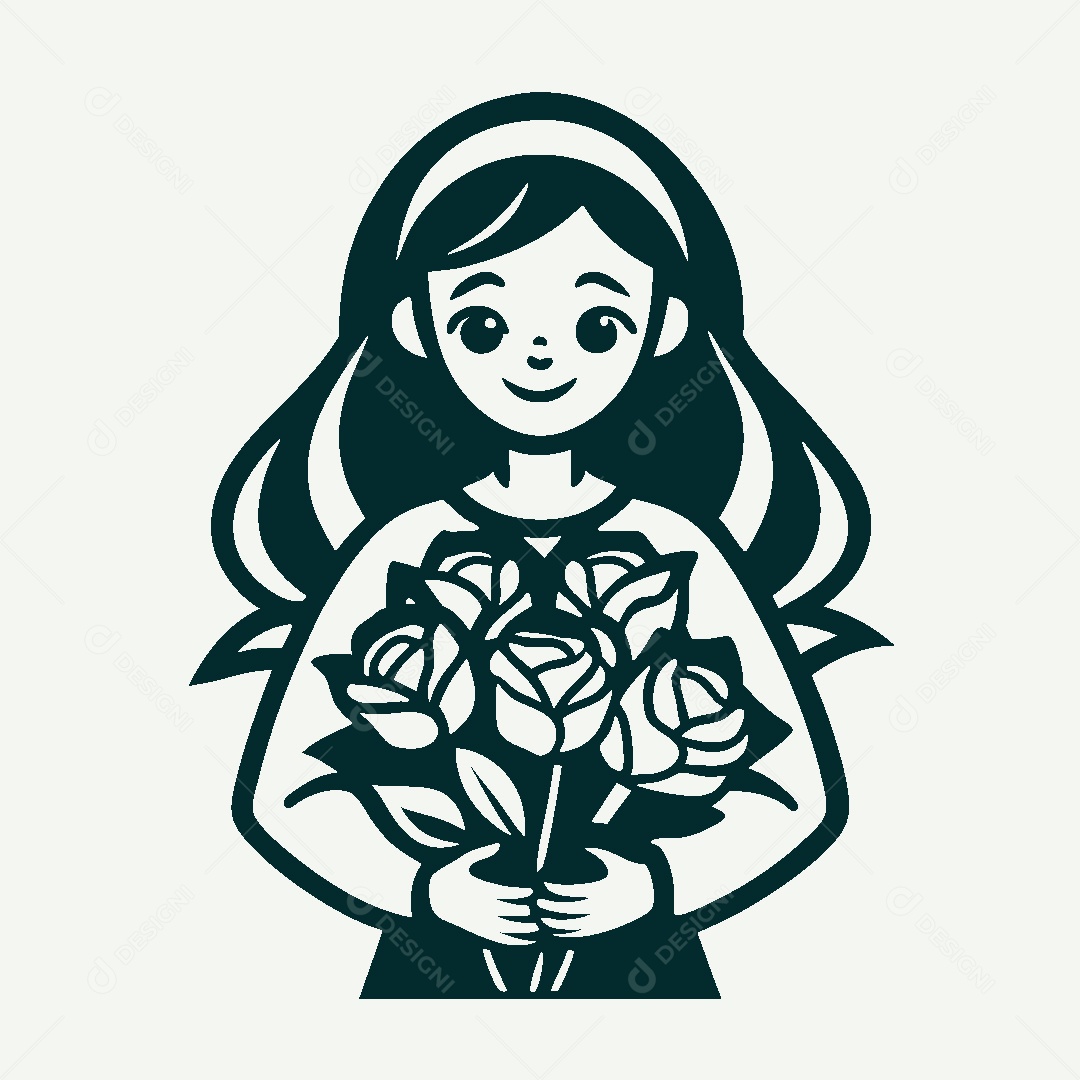 Modelo de Logo de Garota com Flores Vetor EPS