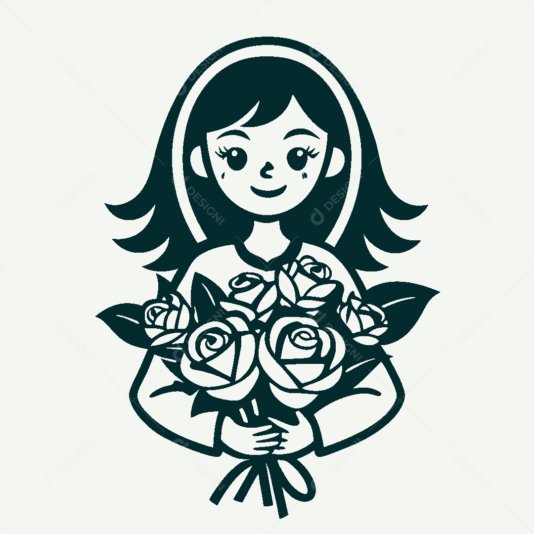 Modelo de Logo de Garota com Flores Vetor EPS