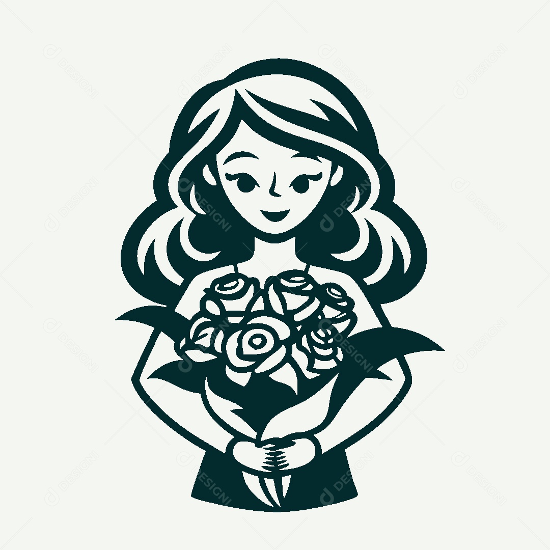 Modelo de Logo de Garota com Flores Vetor EPS