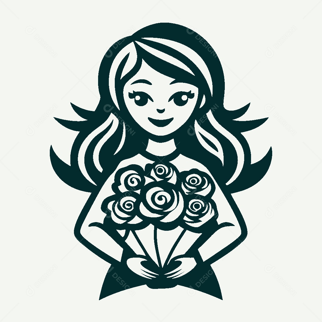 Modelo de Logo de Garota com Flores Vetor EPS