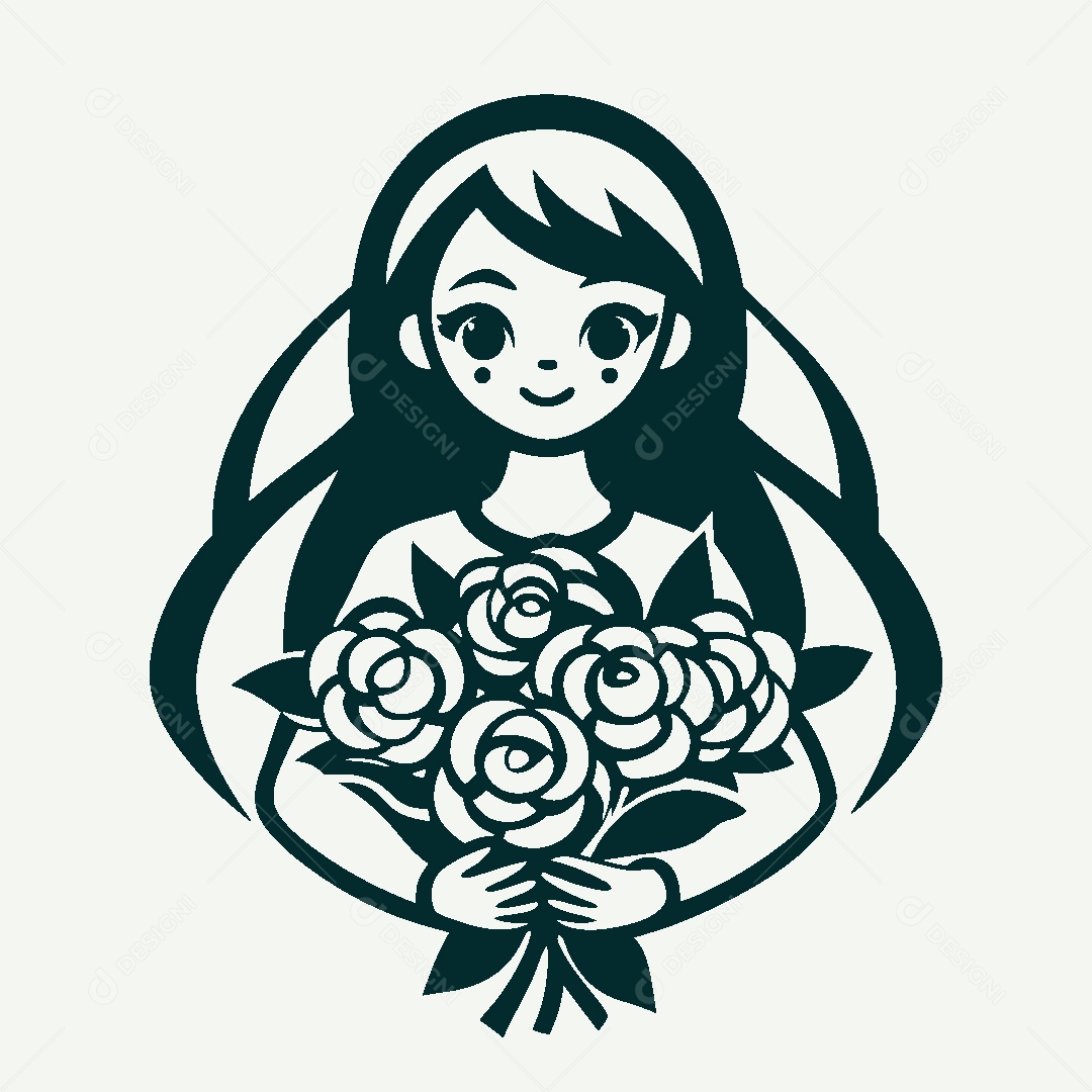 Modelo de Logo de Garota com Flores Vetor EPS