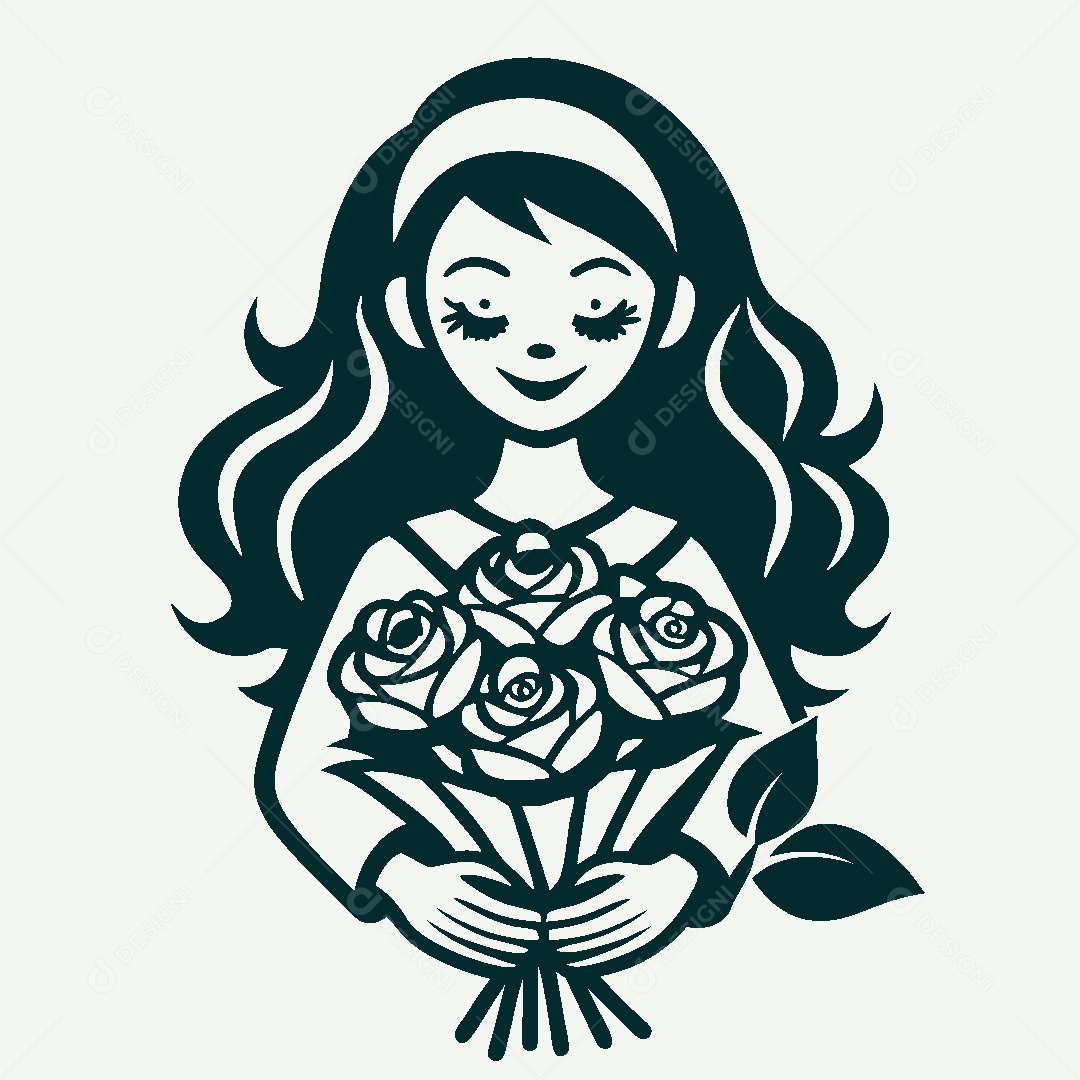 Modelo de Logo de Garota com Flores Vetor EPS