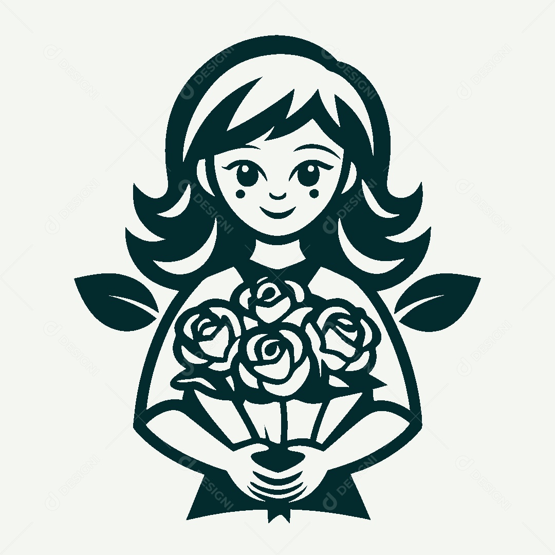 Modelo de Logo de Garota com Flores Vetor EPS