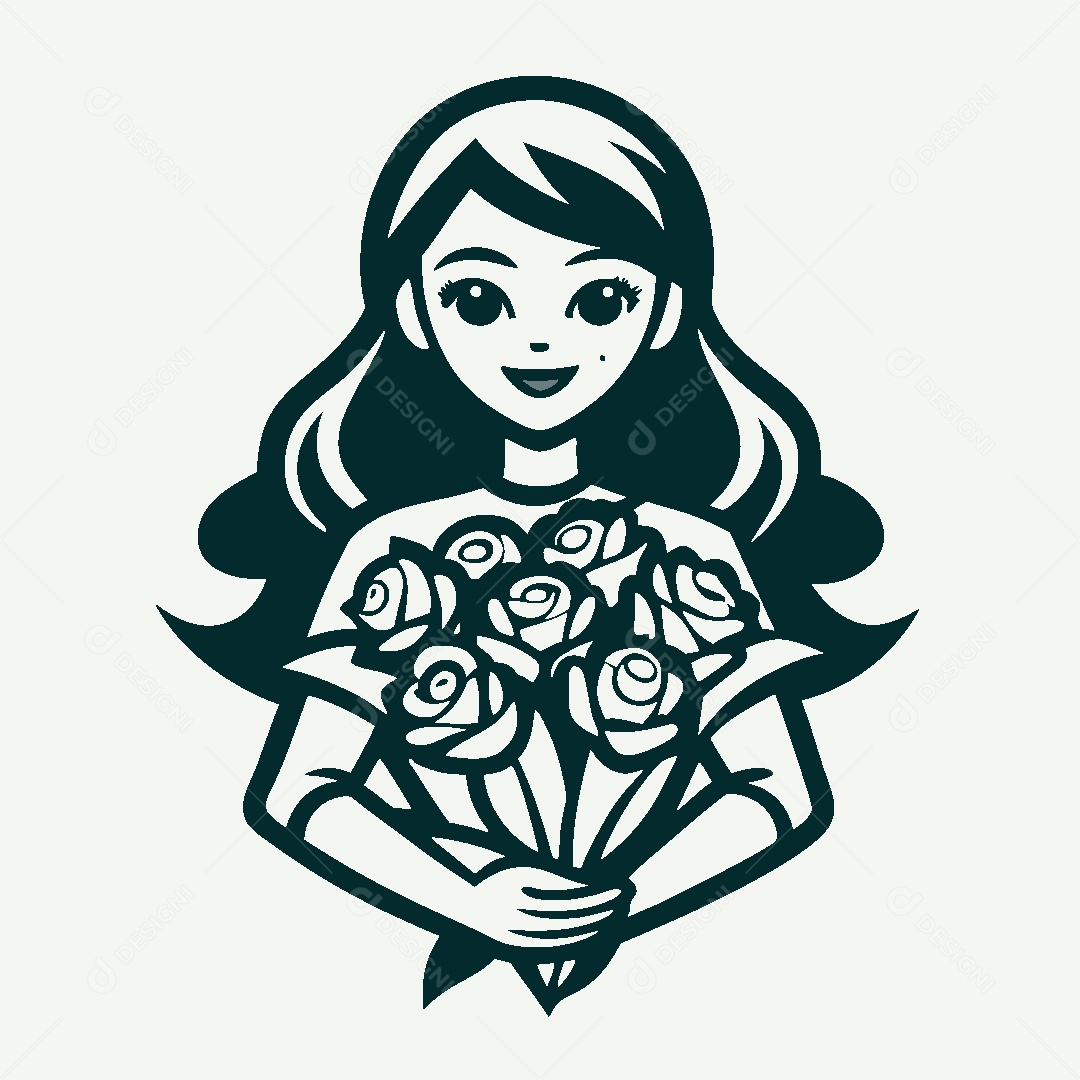 Modelo de Logo de Garota com Flores Vetor EPS