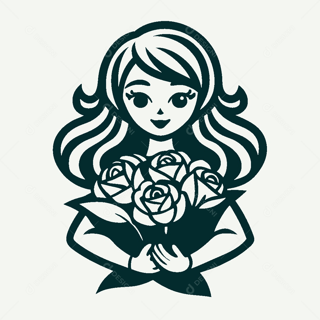 Modelo de Logo de Garota com Flores Vetor EPS