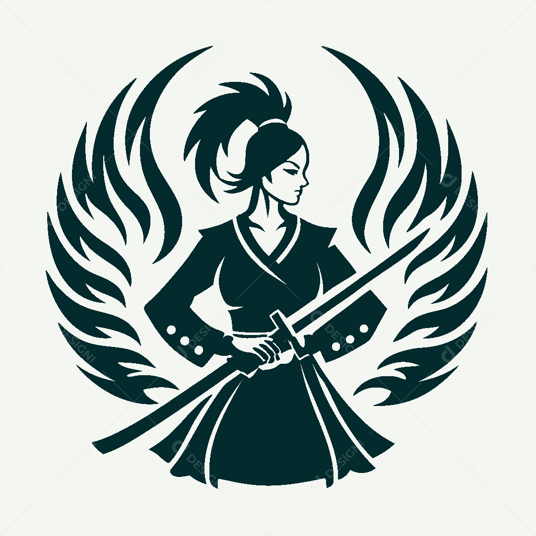 Modelo de Logo de Samurai Vetor EPS