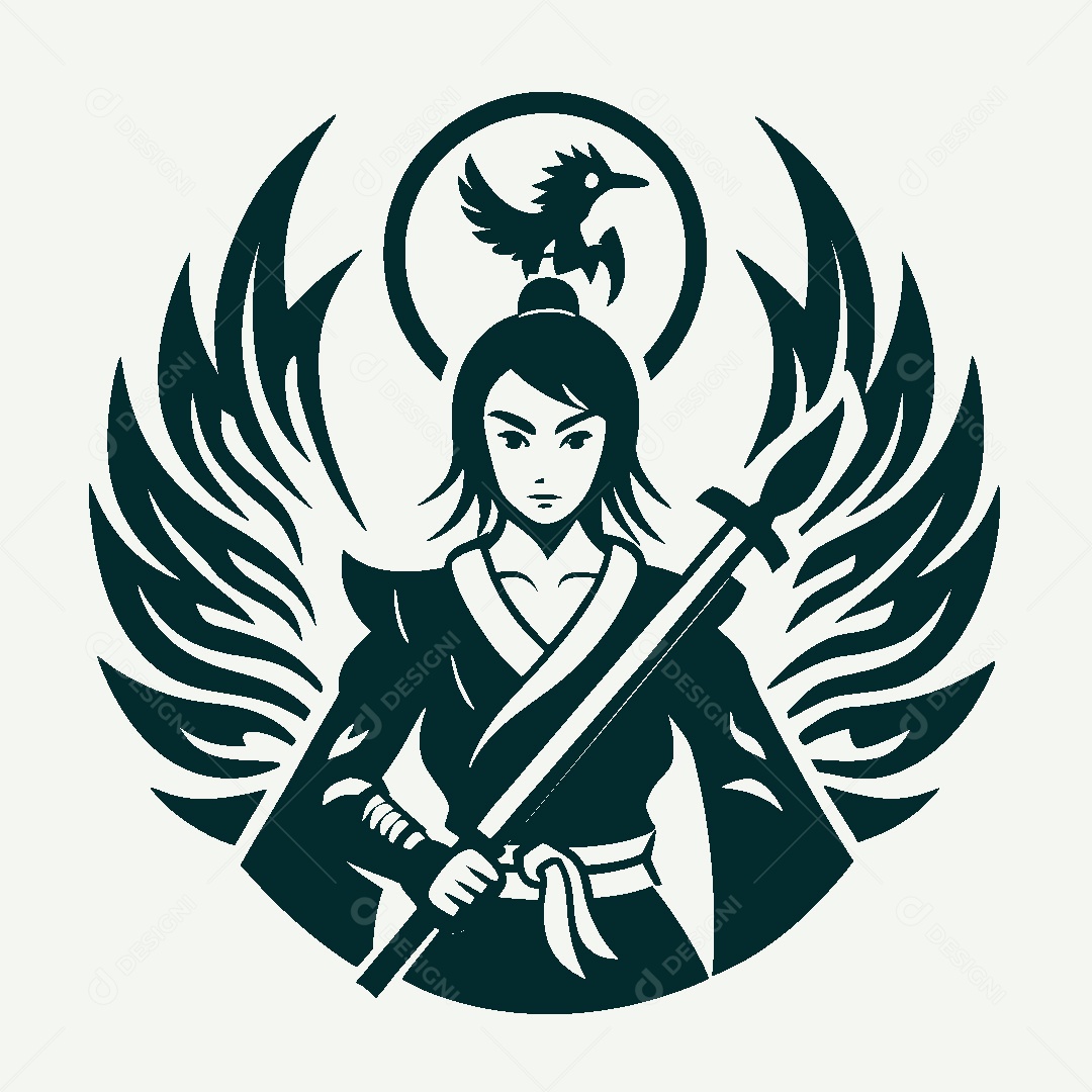Modelo de Logo de Samurai Vetor EPS