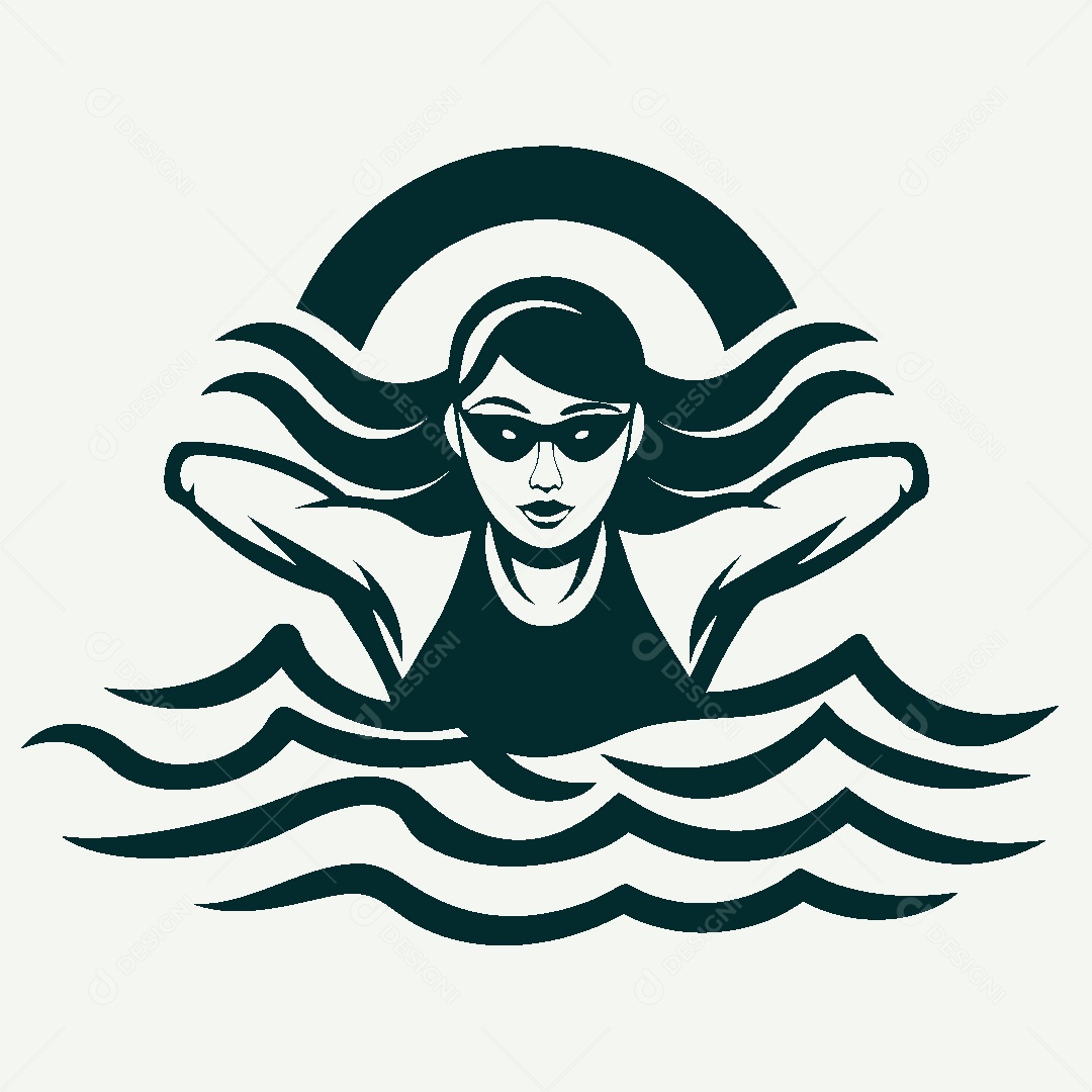 Modelo de Logo de Natação Vetor EPS