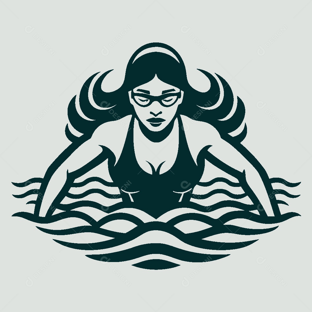 Modelo de Logo de Natação Vetor EPS