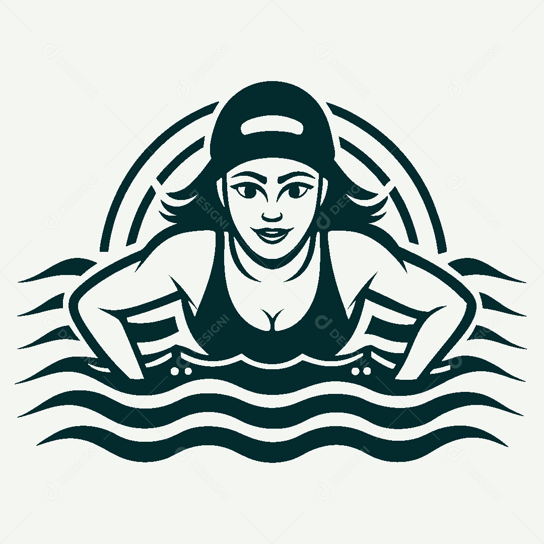 Modelo de Logo de Natação Vetor EPS