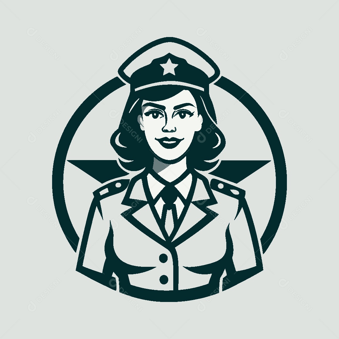 Modelo de Logo de Mulher Militar Vetor EPS