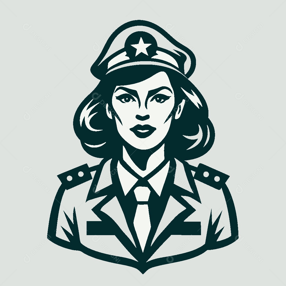 Modelo de Logo de Mulher Militar Vetor EPS