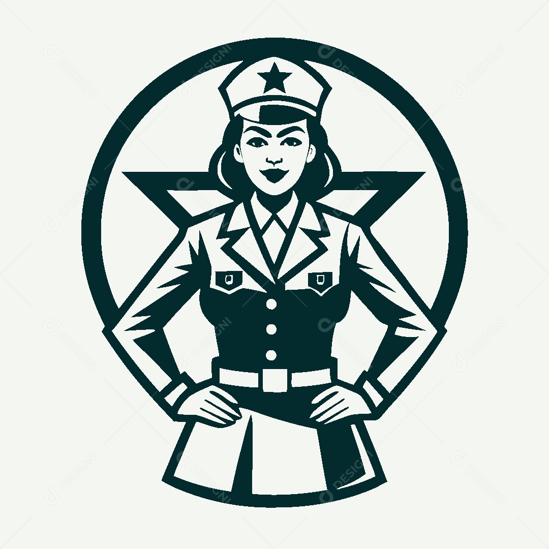Modelo de Logo de Mulher Militar Vetor EPS