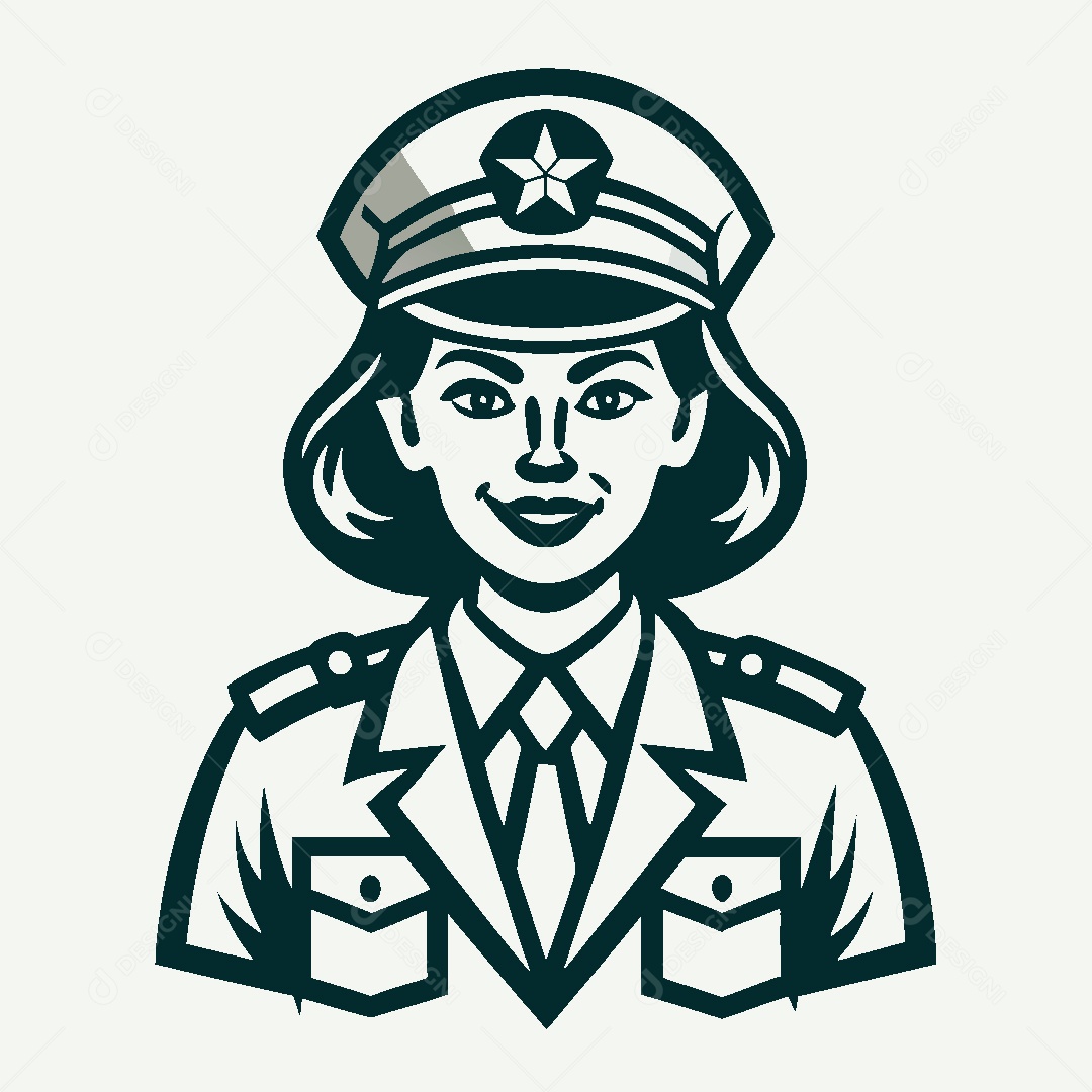 Modelo de Logo de Mulher Militar Vetor EPS