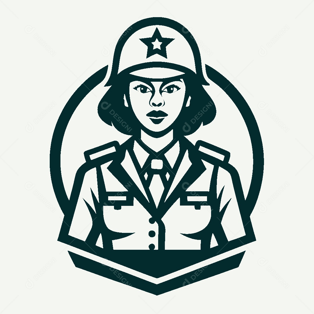 Modelo de Logo de Mulher Militar Vetor EPS