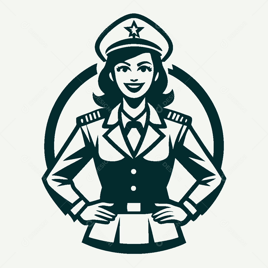 Modelo de Logo de Mulher Militar Vetor EPS