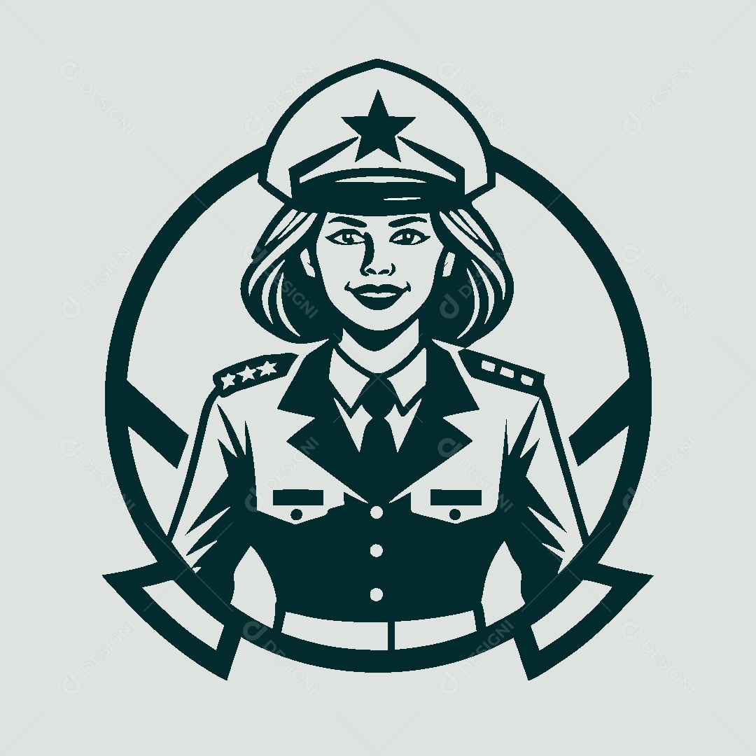 Modelo de Logo de Mulher Militar Vetor EPS