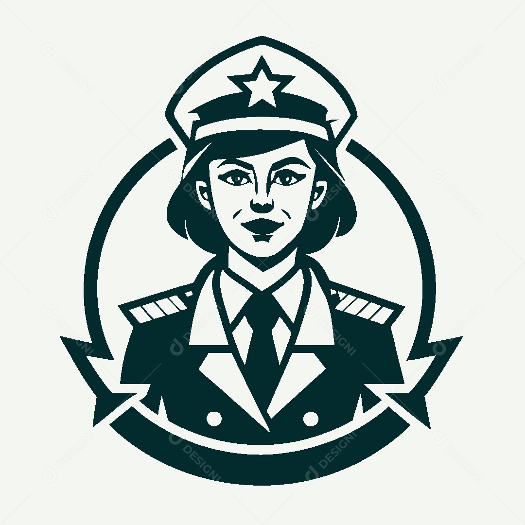 Modelo de Logo de Mulher Militar Vetor EPS