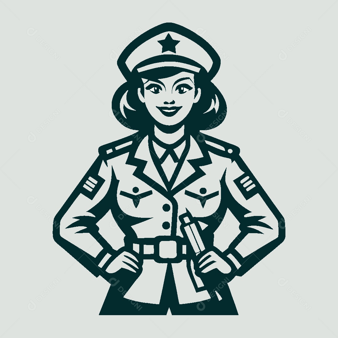 Modelo de Logo de Mulher Militar Vetor EPS