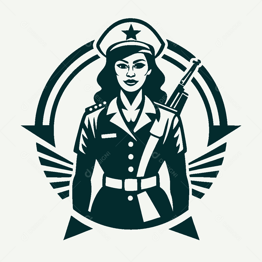 Modelo de Logo de Mulher Militar Vetor EPS