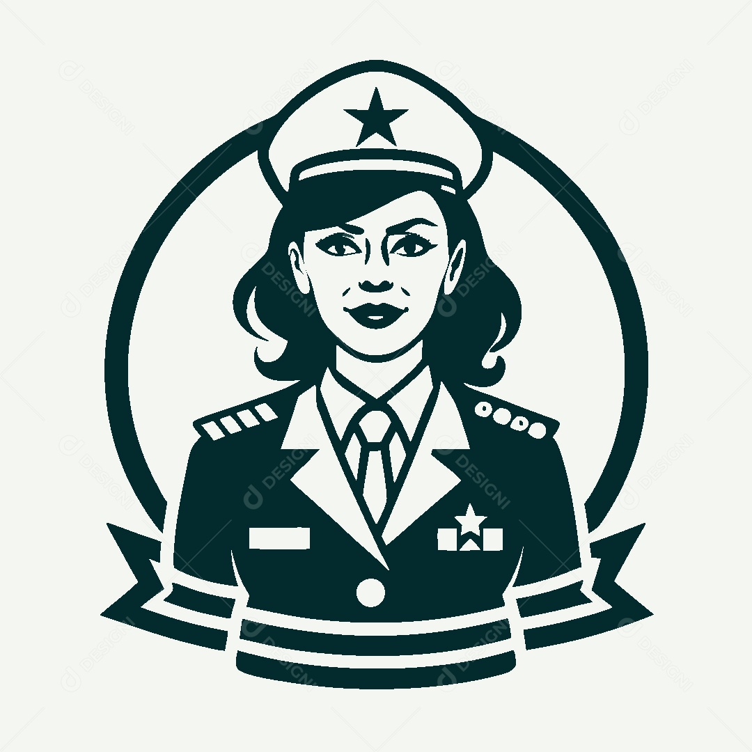 Modelo de Logo de Mulher Militar Vetor EPS