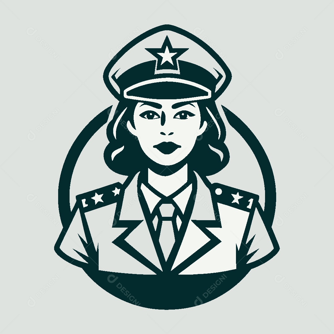 Modelo de Logo de Mulher Militar Vetor EPS