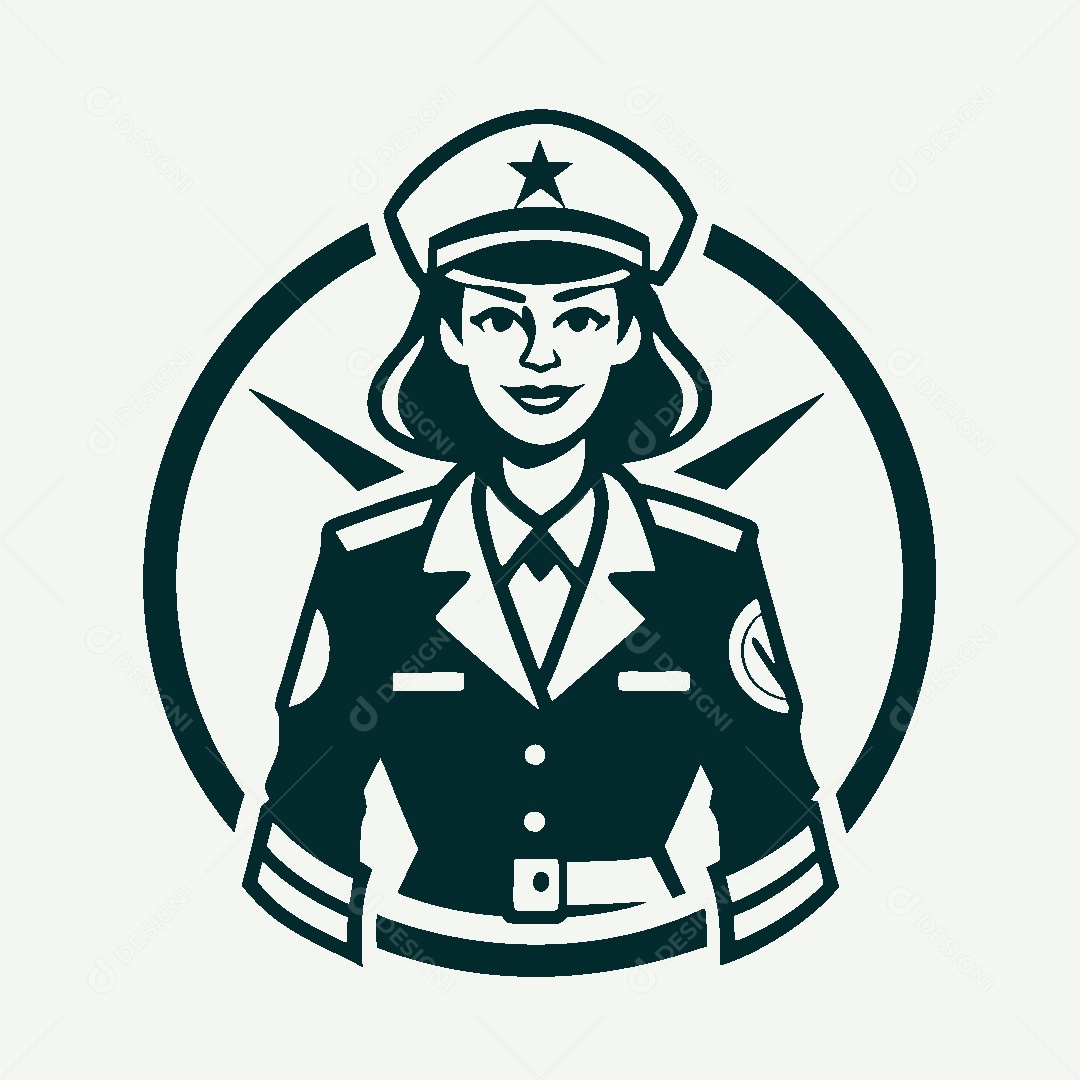 Modelo de Logo de Mulher Militar Vetor EPS
