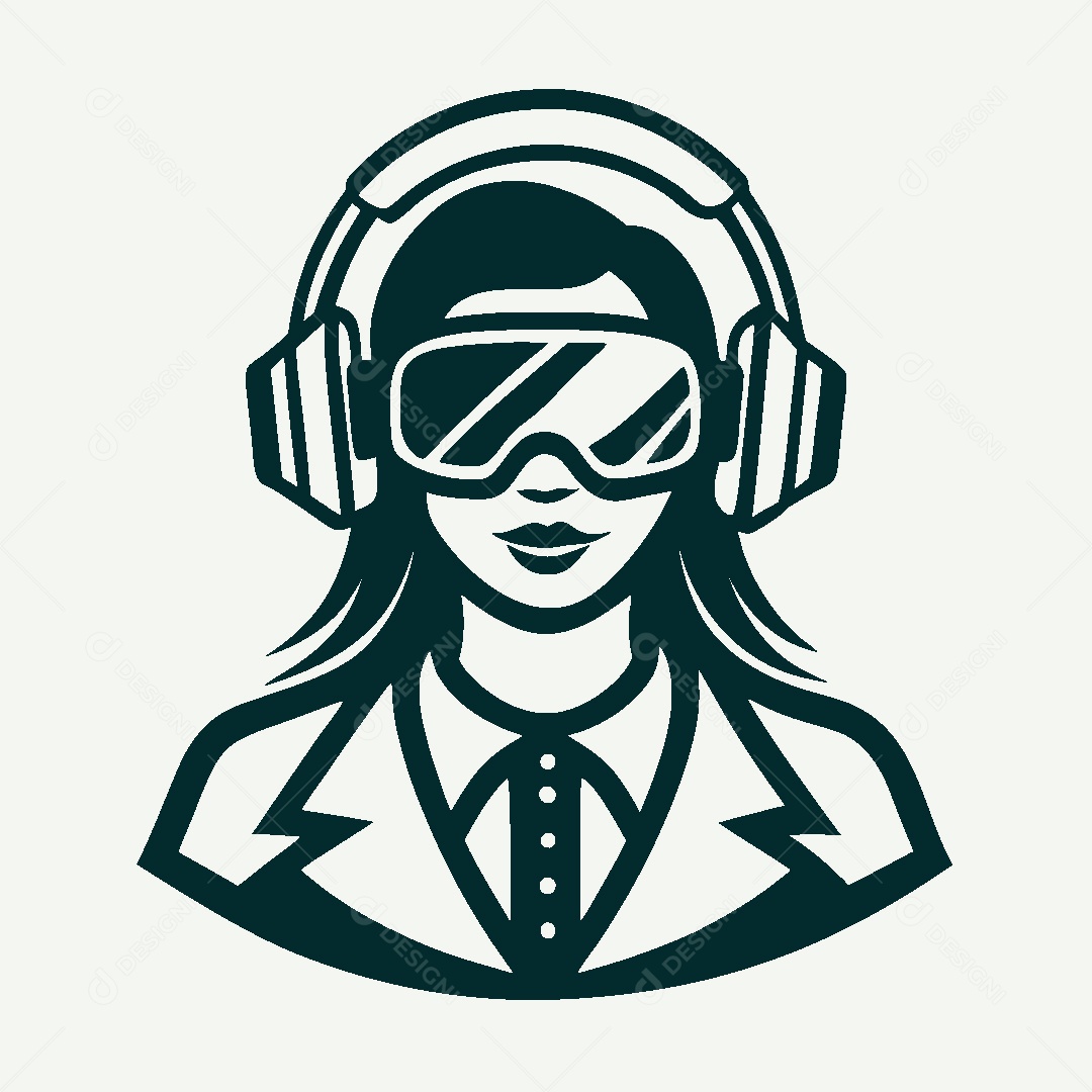 Modelo de Logo de Garota de Fone Vetor EPS