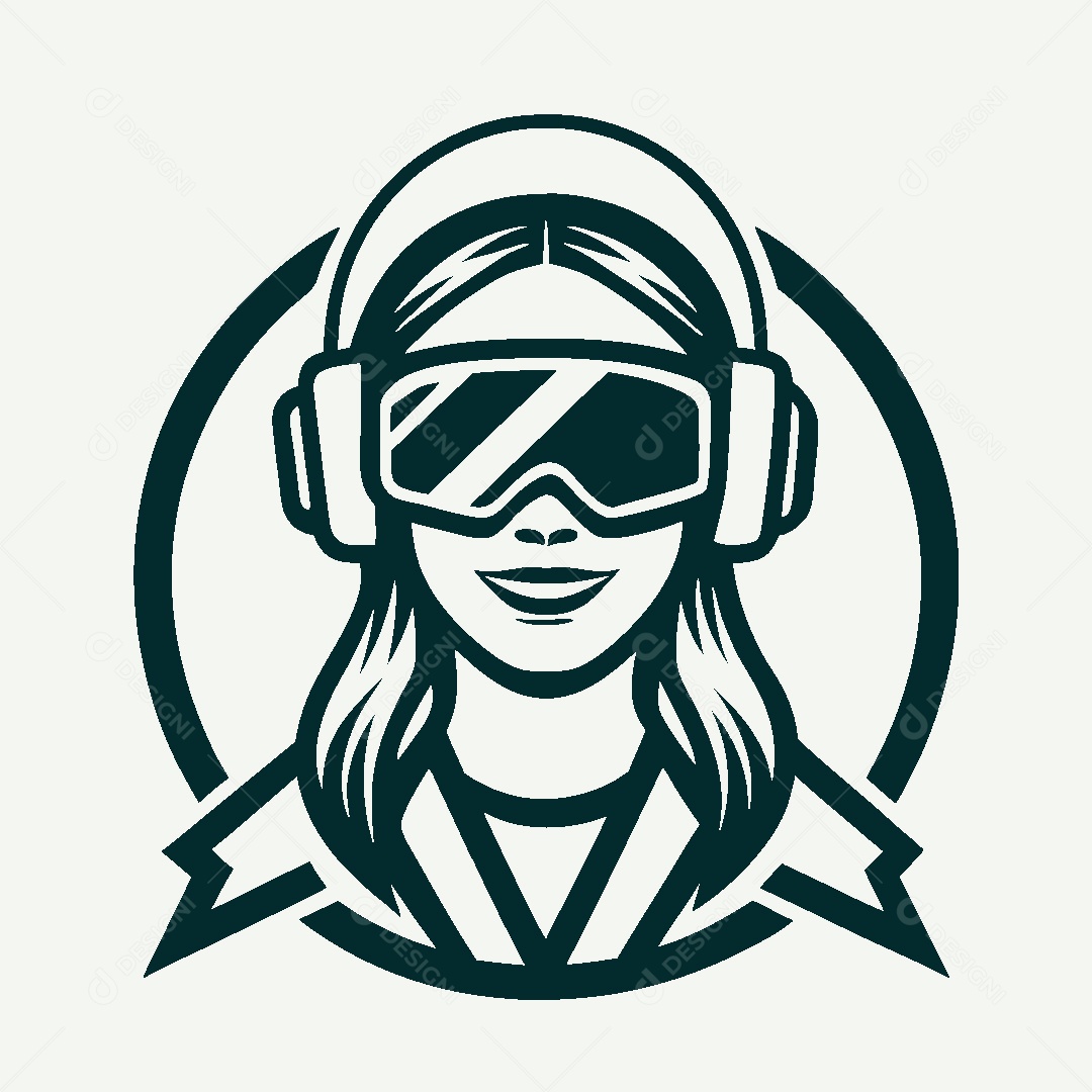 Modelo de Logo de Garota de Fone Vetor EPS