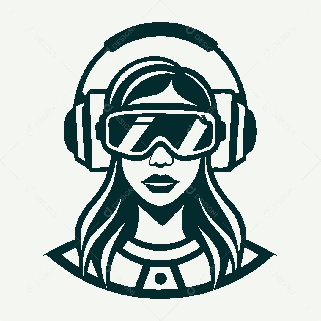 Modelo de Logo de Garota de Fone Vetor EPS