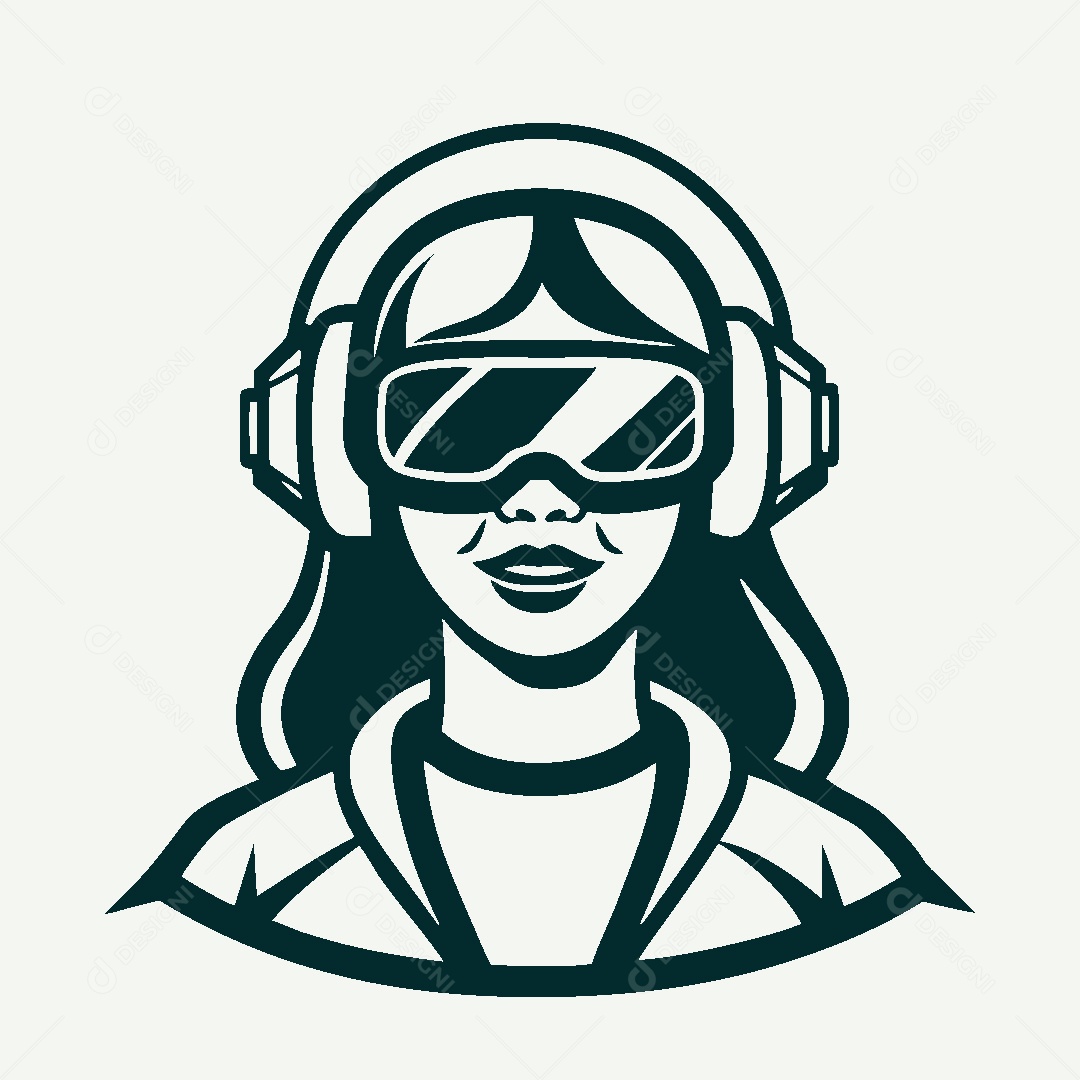 Modelo de Logo de Garota de Fone Vetor EPS