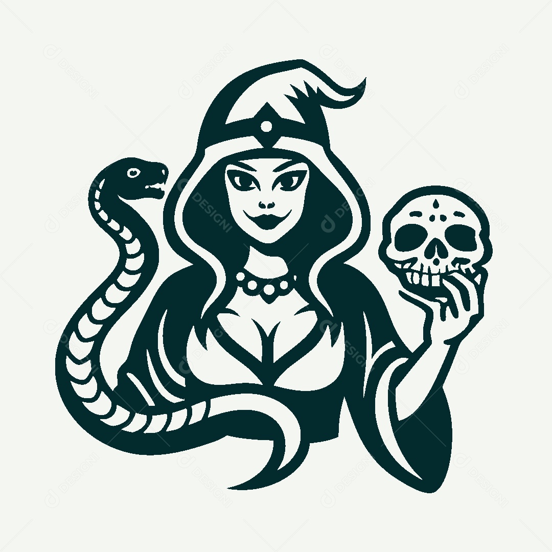 Modelo de Logo de Bruxa Vetor EPS