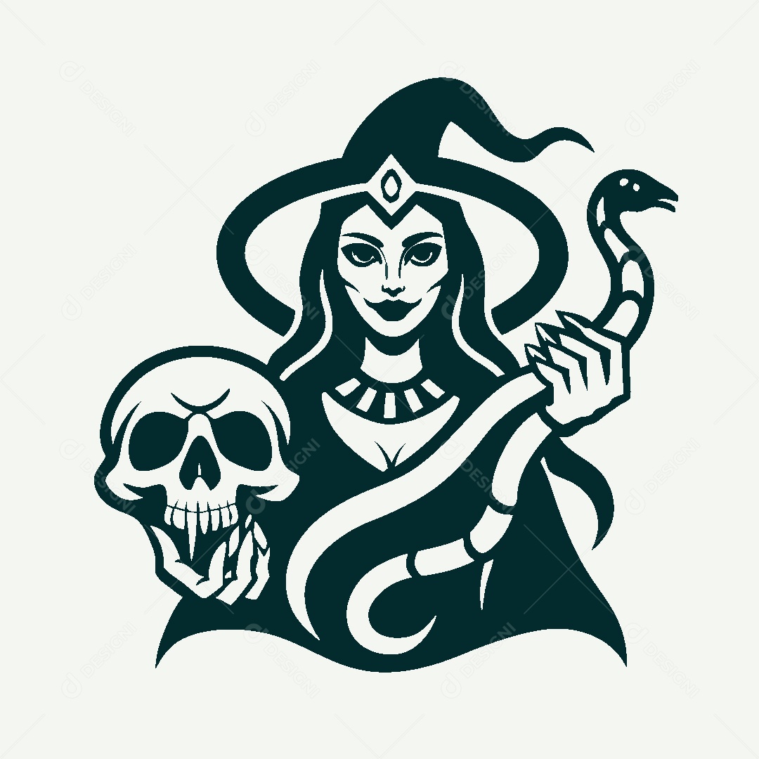 Modelo de Logo de Bruxa Vetor EPS