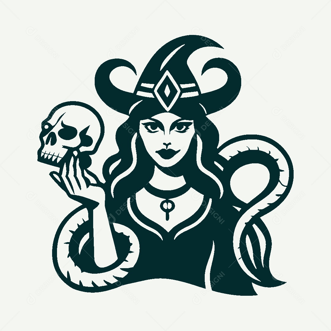 Modelo de Logo de Bruxa Vetor EPS