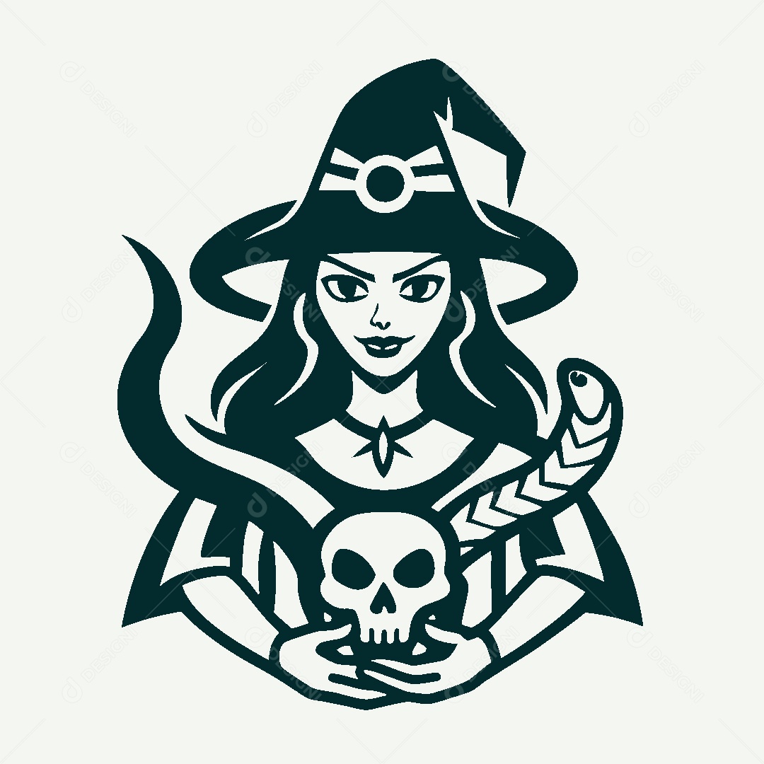 Modelo de Logo de Bruxa Vetor EPS