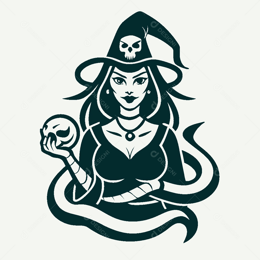 Modelo de Logo de Bruxa Vetor EPS