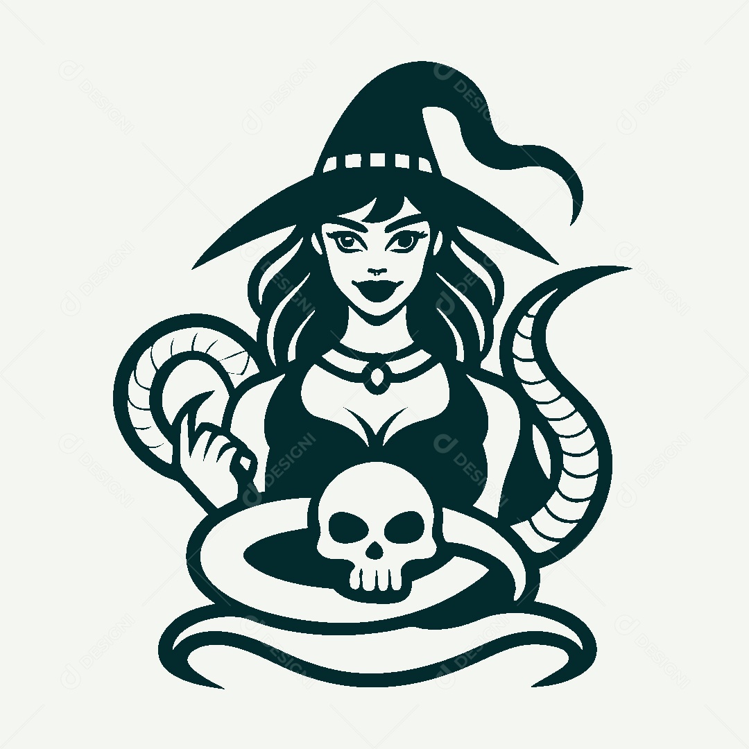 Modelo de Logo de Bruxa Vetor EPS