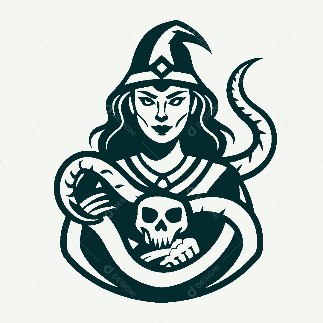 Modelo de Logo de Bruxa Vetor EPS