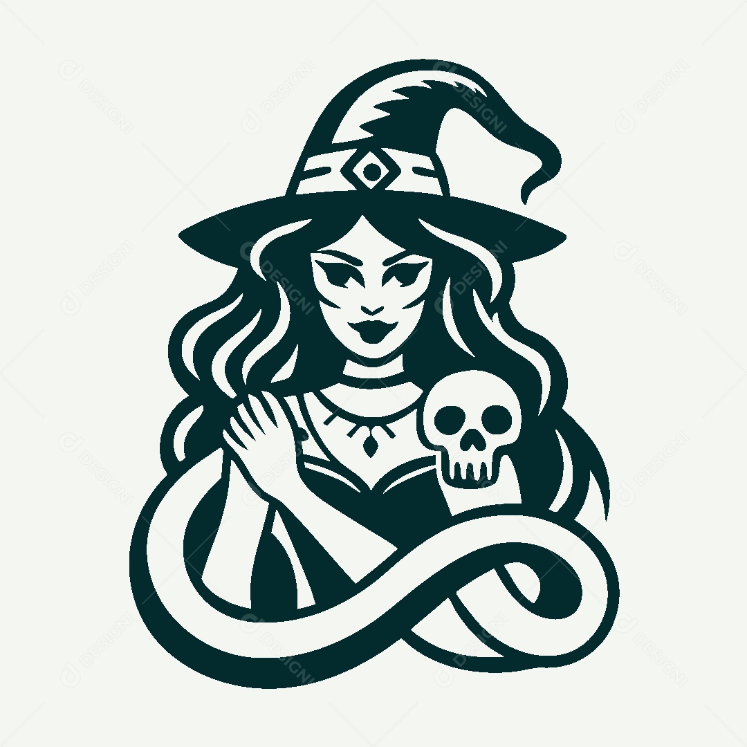 Modelo de Logo de Bruxa Vetor EPS