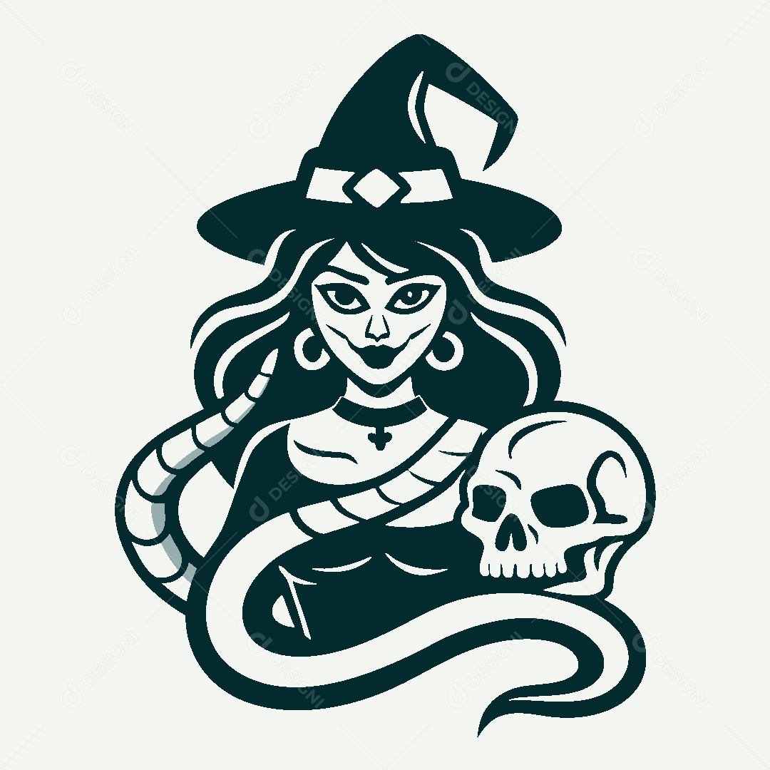 Modelo de Logo de Bruxa Vetor EPS