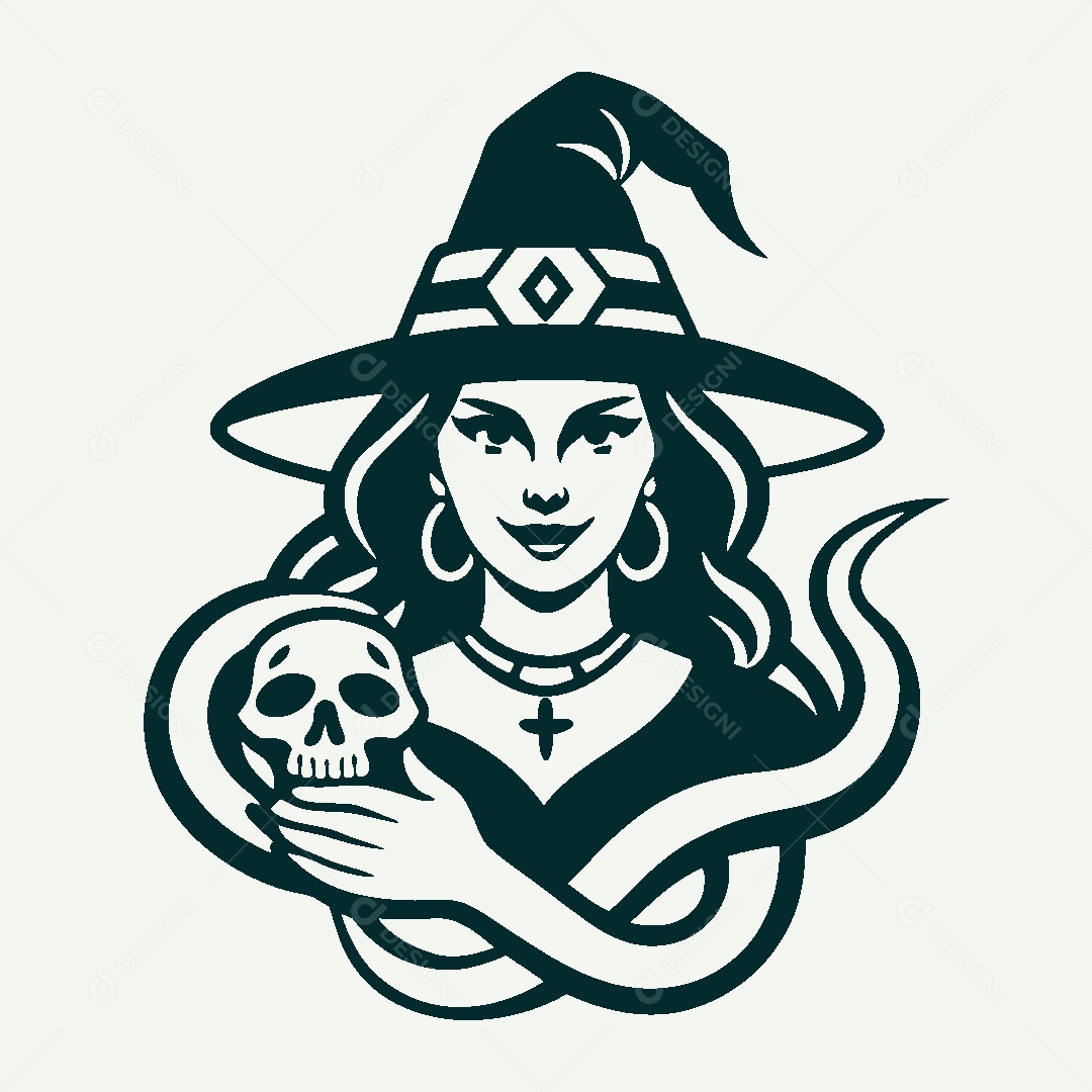 Modelo de Logo de Bruxa Vetor EPS