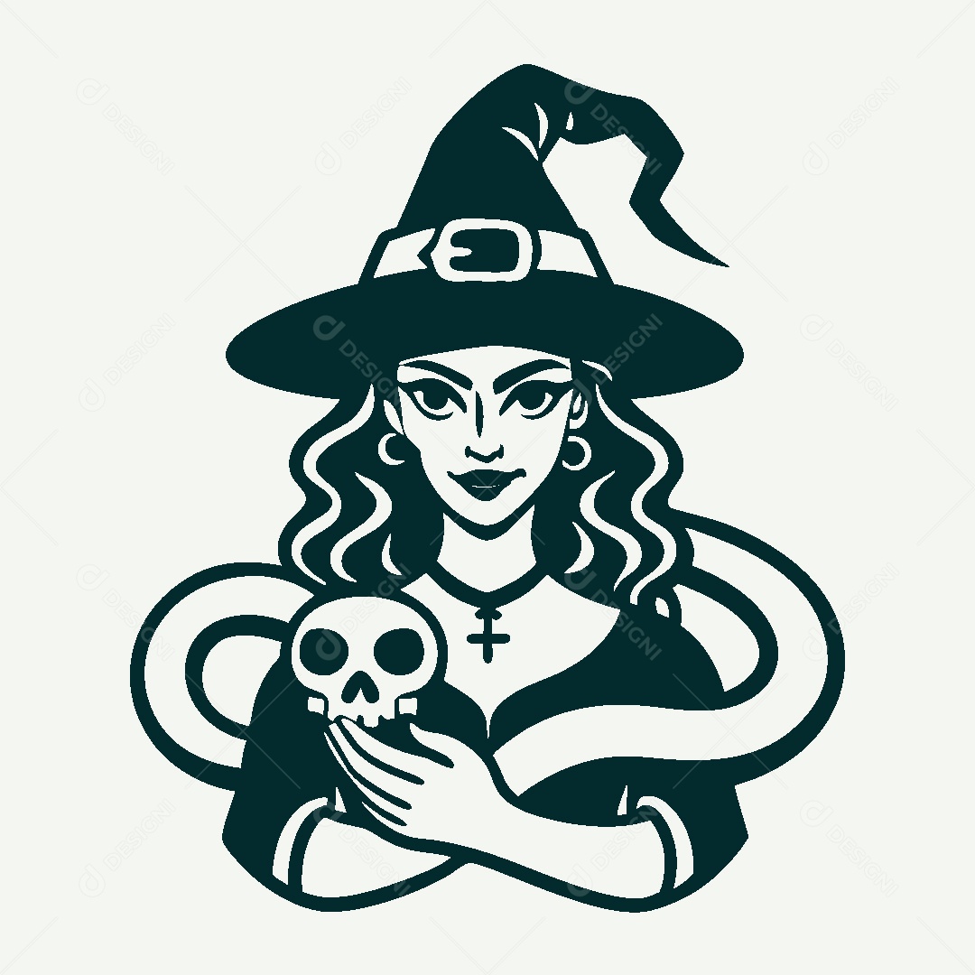 Modelo de Logo de Bruxa Vetor EPS