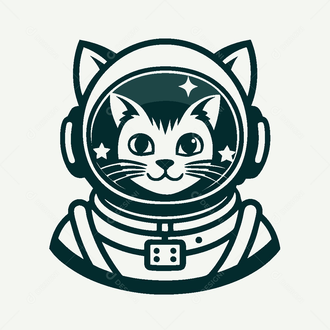 Modelo de Logo de Gato Astronauta Vetor EPS
