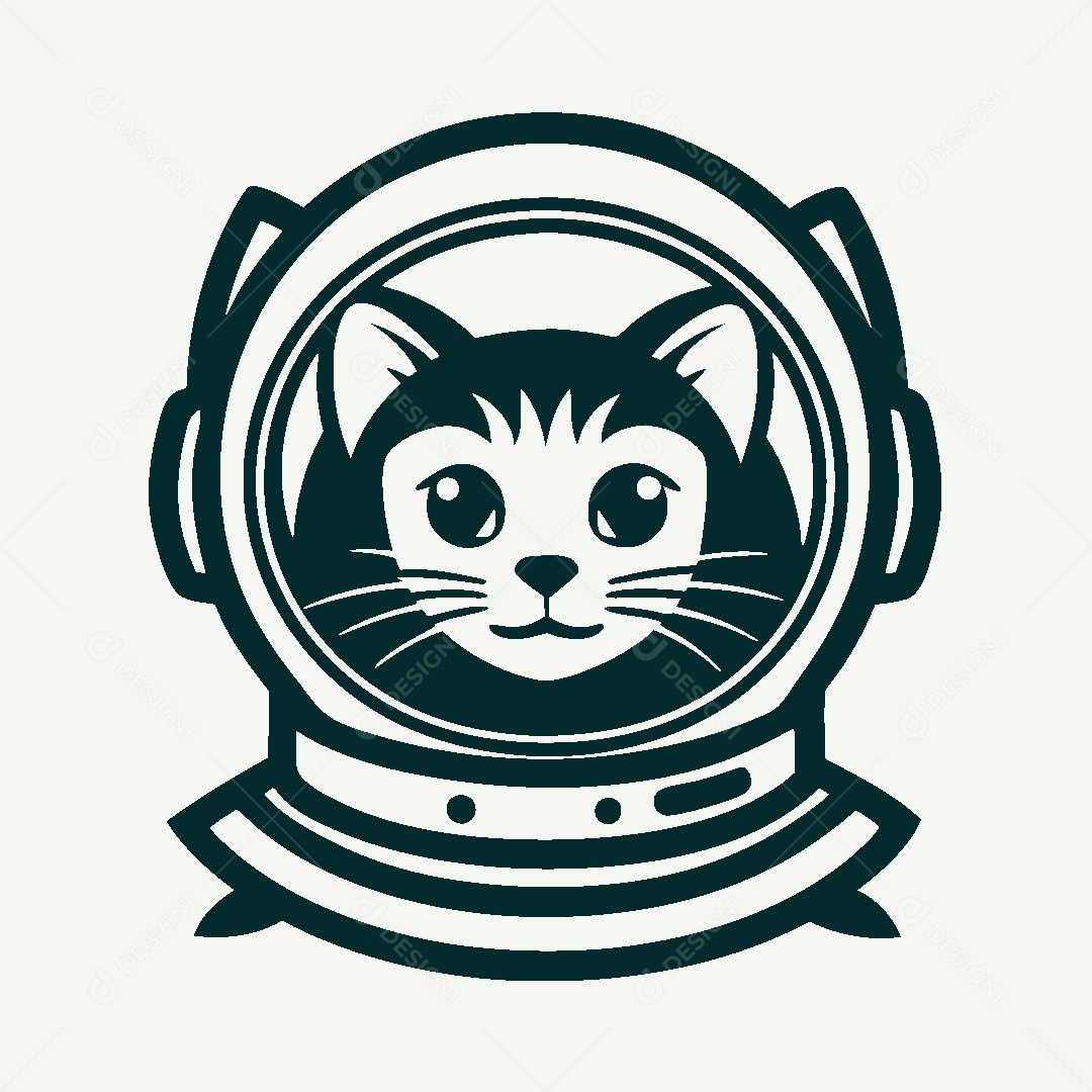 Modelo de Logo de Gato Astronauta Vetor EPS