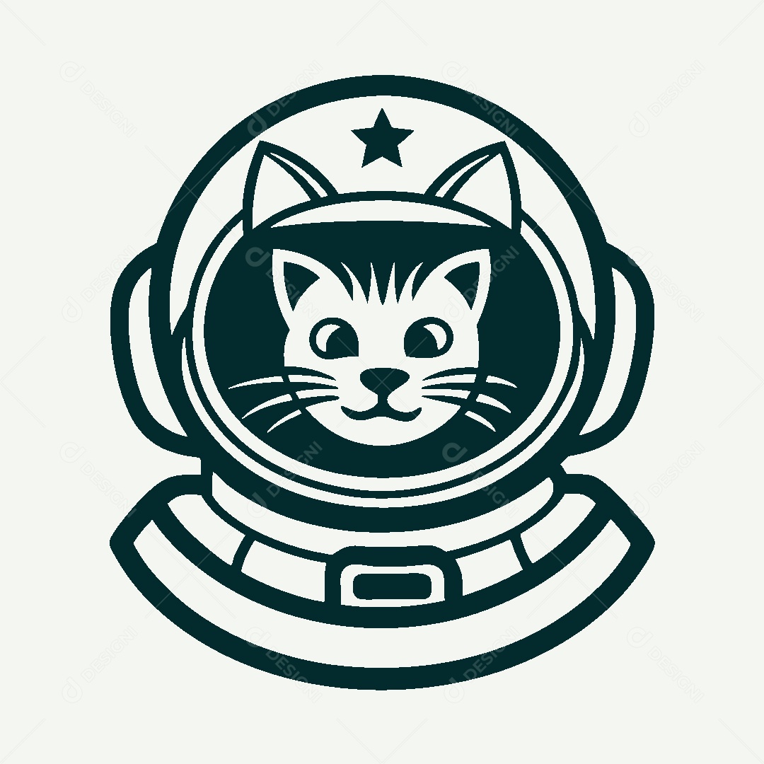 Modelo de Logo de Gato Astronauta Vetor EPS