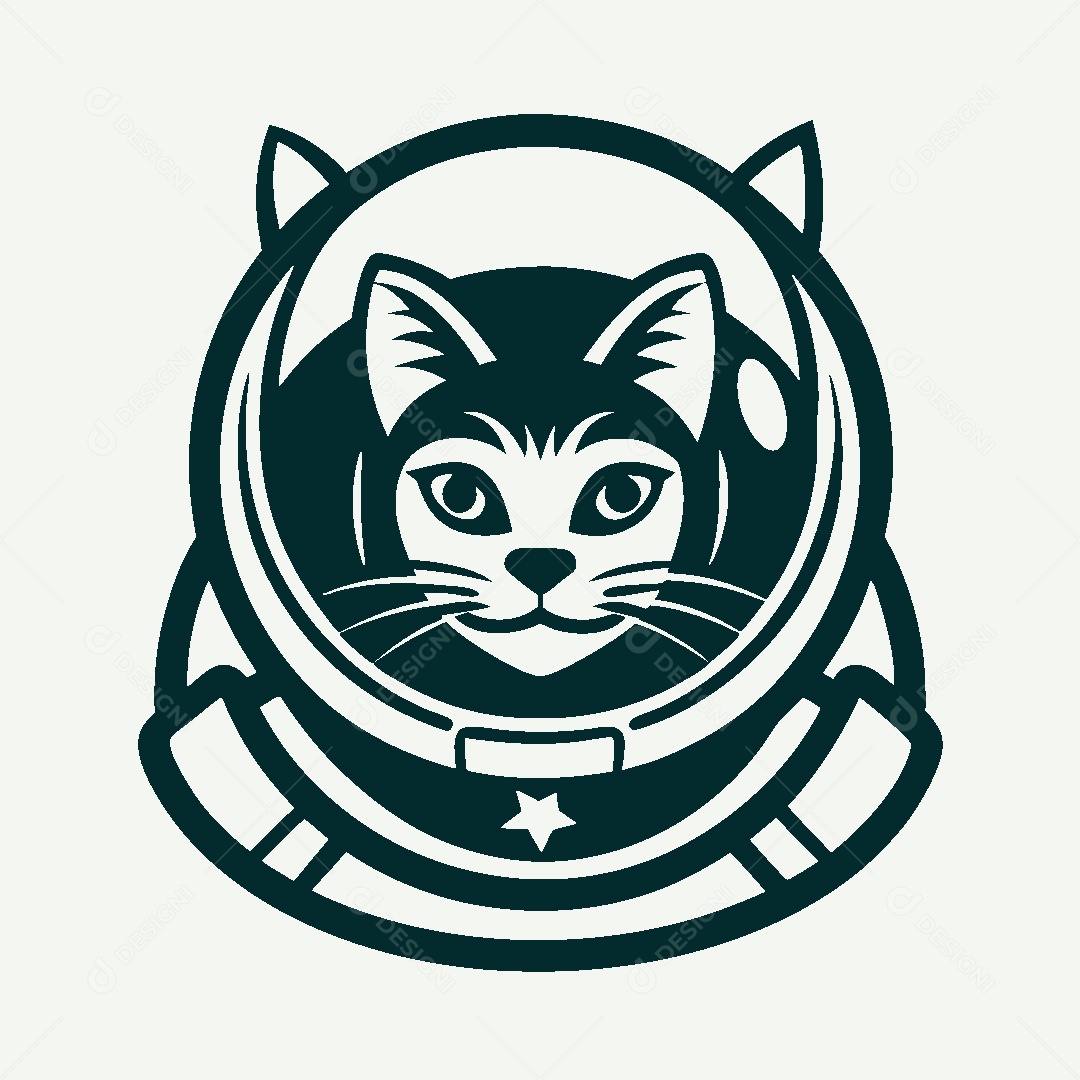 Modelo de Logo de Gato Astronauta Vetor EPS