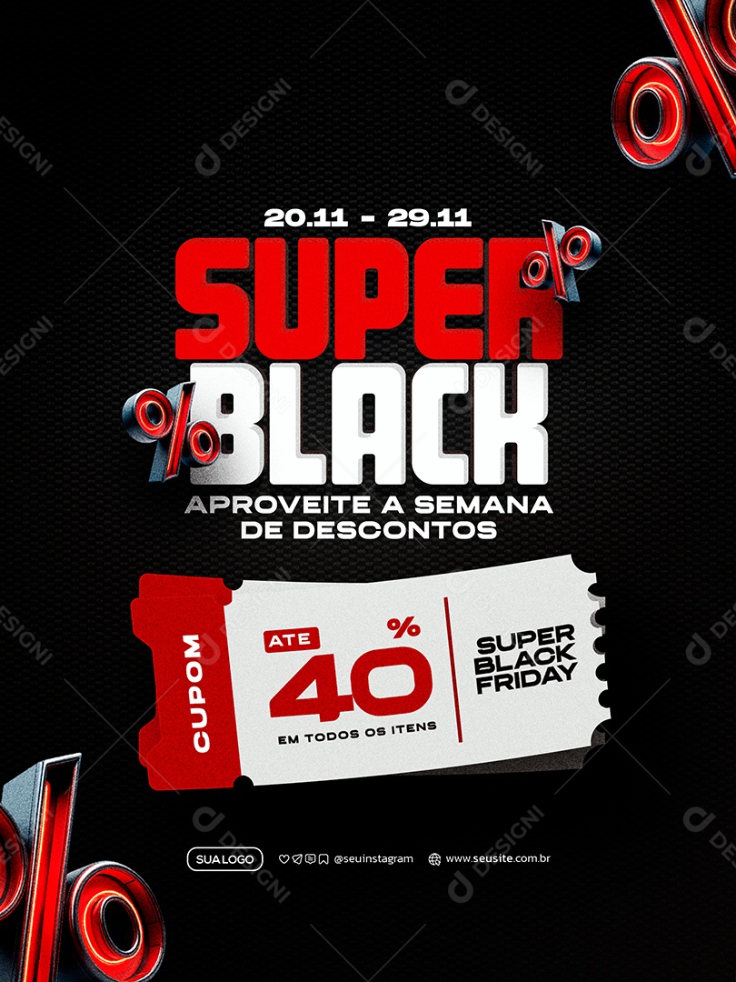 Black Friday Aproveite a Semana de Descontos Social Media PSD Editável